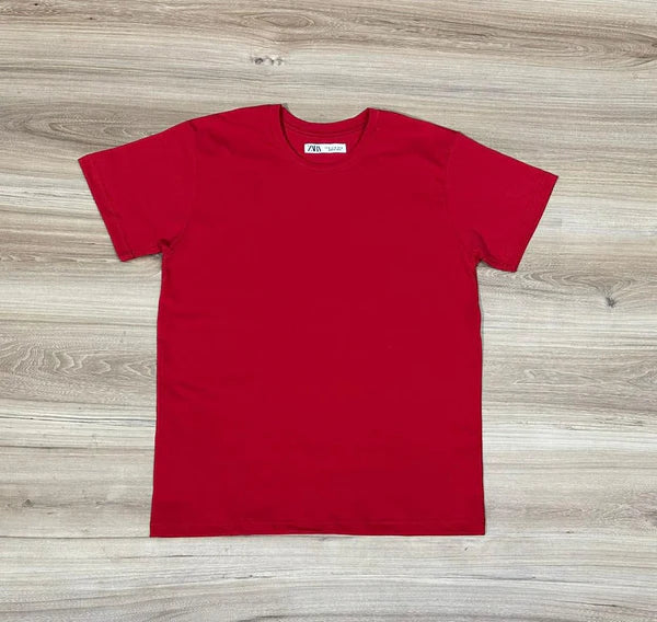 Camiseta Apertada Slim Fit Modelo Zara Vermelha